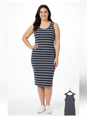 2/$20 L MIDI BODY CON STRIPED DRESS